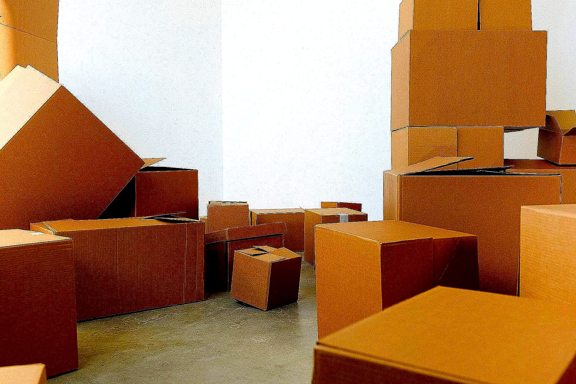 Stacked cardboard moving boxes ready for moving day